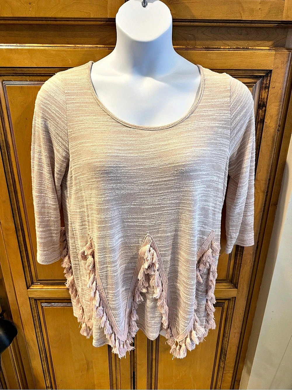 Entro Fringe Tunic in Pink Size Large